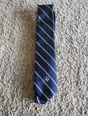 Dior Navy Tie with Gold Diagonal Stripes